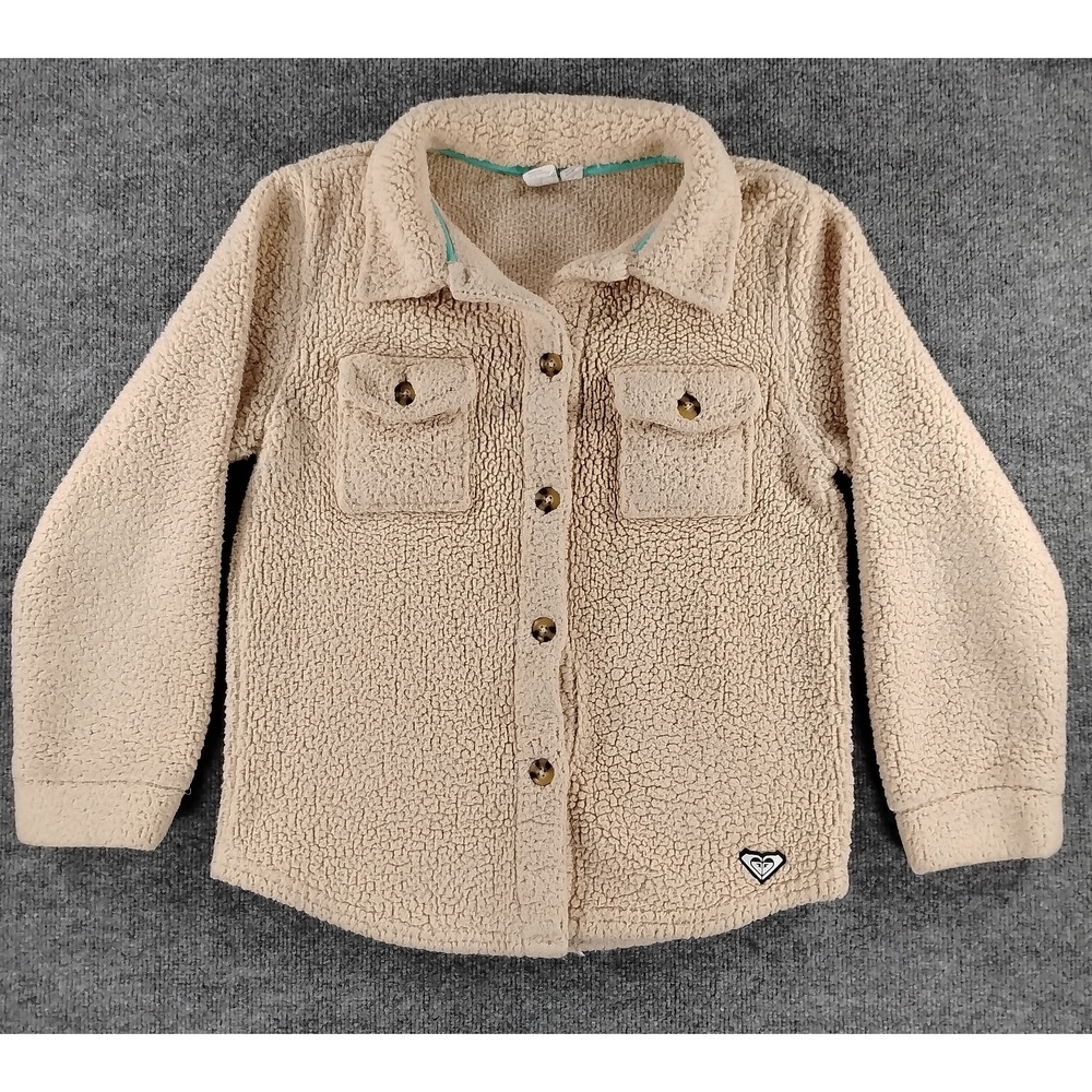 Roxy Sherpa Shacket Girls Size L Polyester Fleece Button Up Gorpcore Outdoor